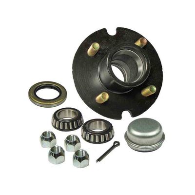 Rigid Hitch Pre-Grease-Packed Trailer Hub Assembly - 4 On 4" Bolt Circle, 1,250lb Capacity For 1" Straight Spindles