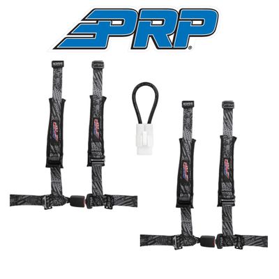 PRP (2) Black& Gray 4-Point 2in Harness/Seat Belt Bypass For 2015+ Yamaha YXZ1000