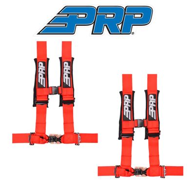 PRP (2) 4.3 Red 4-Point Adjustable Harness With 3in Belts & Sewn in Shoulder Pads