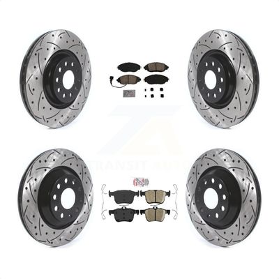 Transit Auto - Front Rear Ceramic Pads And Coated Drilled Slotted Disc Brake Rotors Kit For Audi S3 Volkswagen Arteon A3 Quattro KDA-101609