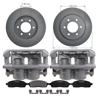 Front Brake Kit Calipers Rotors Ceramic Pads for 04-08 Ford F150 Goodyear Brakes