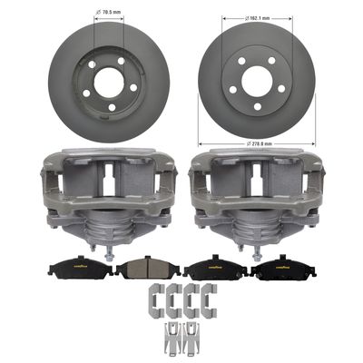 Front Brake Kit Calipers Rotors Ceramic Pads for Chevy Pontiac Oldsmobile