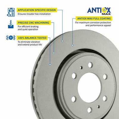 Premium Front Brake Rotor for Audi A3 Seat Altea Volkswagen CC & More Goodyear