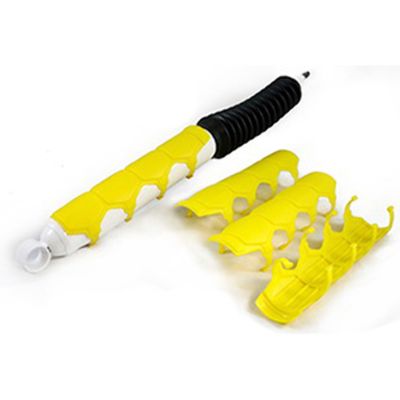 Universal Shock and Steering Stabilizer Armor Yellow Includes Mounting Rings Set of 4 by Daystar