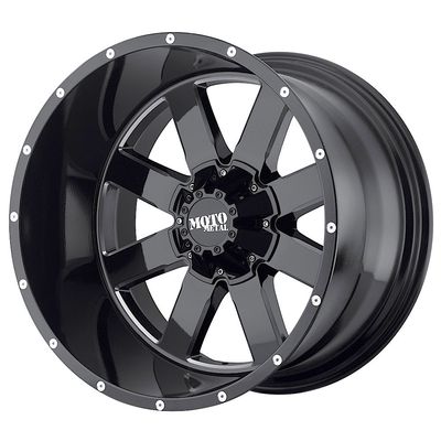 MOTO METAL MO962 20X10 5X127/5X139.7 ET-24 Gloss Black/Milled Accents (Qty of 4)