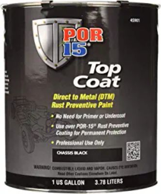 POR-15 45901 Top Coat DTM Paint, 1 gal Can, Chassis Black