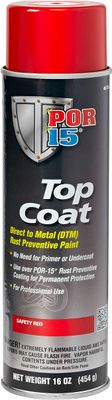 POR-15 46118 Top Coat DTM Paint, 15 oz Aerosol Can, Safety Red