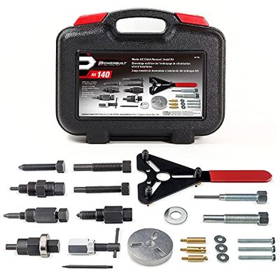 Powerbuilt Master Ac Clutch Removal & Installation Tool Kit, Service Automotive Ac Compressor Clutches, Holding Tool, Installer, Remover - 647756, Black, 23 Piece