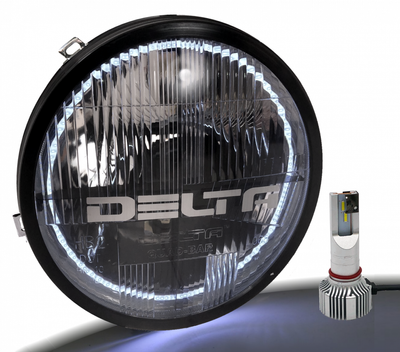 DELTA LIGHTS 01-1198-LBIO Quad-Bar JEEP JK Switchback Halo LED Headlight Kit 