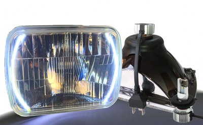 DELTA LIGHTS 01-1249-LDHB 5" x 7" Rectangular LED Halo Headlight Kit w/Blinkers