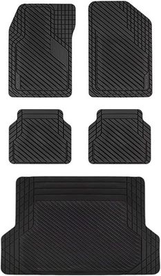 BaseLayer Cut-to-Fit Black 4-Piece Car Mat & Cargo Liner Set - Universal Waterproof Floor Mats for Most Vehicles, Durable All-Weather Mats - Made in USA