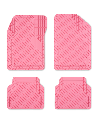 BaseLayer Cut-to-Fit Pink 4-Piece Car Mats - Universal Waterproof Floor Mats for Most Vehicles, Durable All-Weather Mats - Made in USA