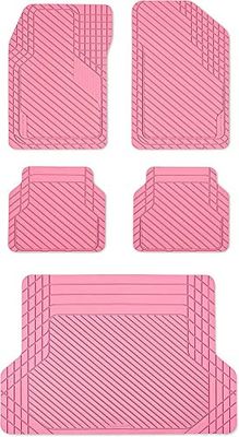 BaseLayer Cut-to-Fit Pink 4-Piece Car Mats & Cargo Liner Mats - Universal Waterproof Floor Mats for Most Vehicles, Durable All-Weather Mats - Made in USA