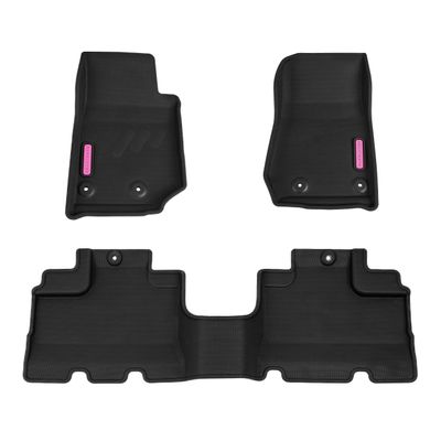BaseLayer Front & Rear Floor Mats for Jeep Wrangler JK - Custom Fitted Waterproof Floor Mats for 2014-2018 Wrangler JK Vehicles, Durable All-Weather Mats - Made in USA (Pink)