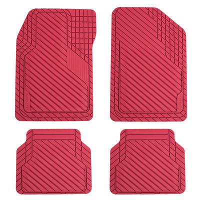 BaseLayer Cut-to-Fit Crimson Red 4-Piece Car Mats - Universal Waterproof Floor Mats for Most Vehicles, Durable All-Weather Mats - Made in USA