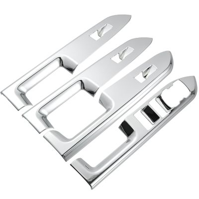 4pcs Power Window Switches Panel Lift Trim Cover for Ford Bronco Sport 2021-2022 Interior ABS Decoration Silver Tone