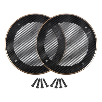 2pcs 4.92 Inch Car Metal Audio Speaker Grill Cover Mesh Woofer Horn Guard Decorative Circle Grille Protector with Screw Gold Tone