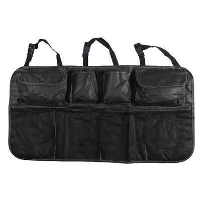 Universal 88 x 48cm Car Trunk Backseat Seat Protector Hanging Organizer Multi Pocket Storage Bag Waterproof Interior Trim Decor Faux Leather Black