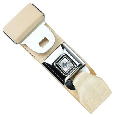 RetroBelt Ivory Push Button Lap Belt 75" No Hardware Classic Seatbelt Safety