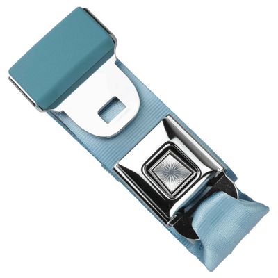 RetroBelt Powder Blue Push Button Lap Belt 75" No Hardware Safety Seatbelt