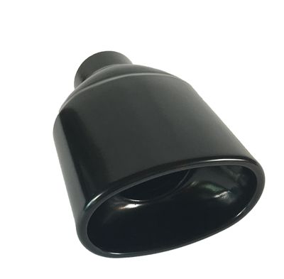 Wesdon WDWO55075-250-BPSS Stainless Steel Black Powder Coated Exhaust Tip 5.50” x 3.5” Dia OD Oval 7.50" Long 2.50" Inlet Double Wall
