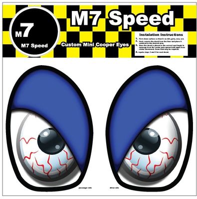 M7 Speed Eye Decal Set (R50-R53)-Bloodshot | Blue Lids for Gen 1 MINI Cooper